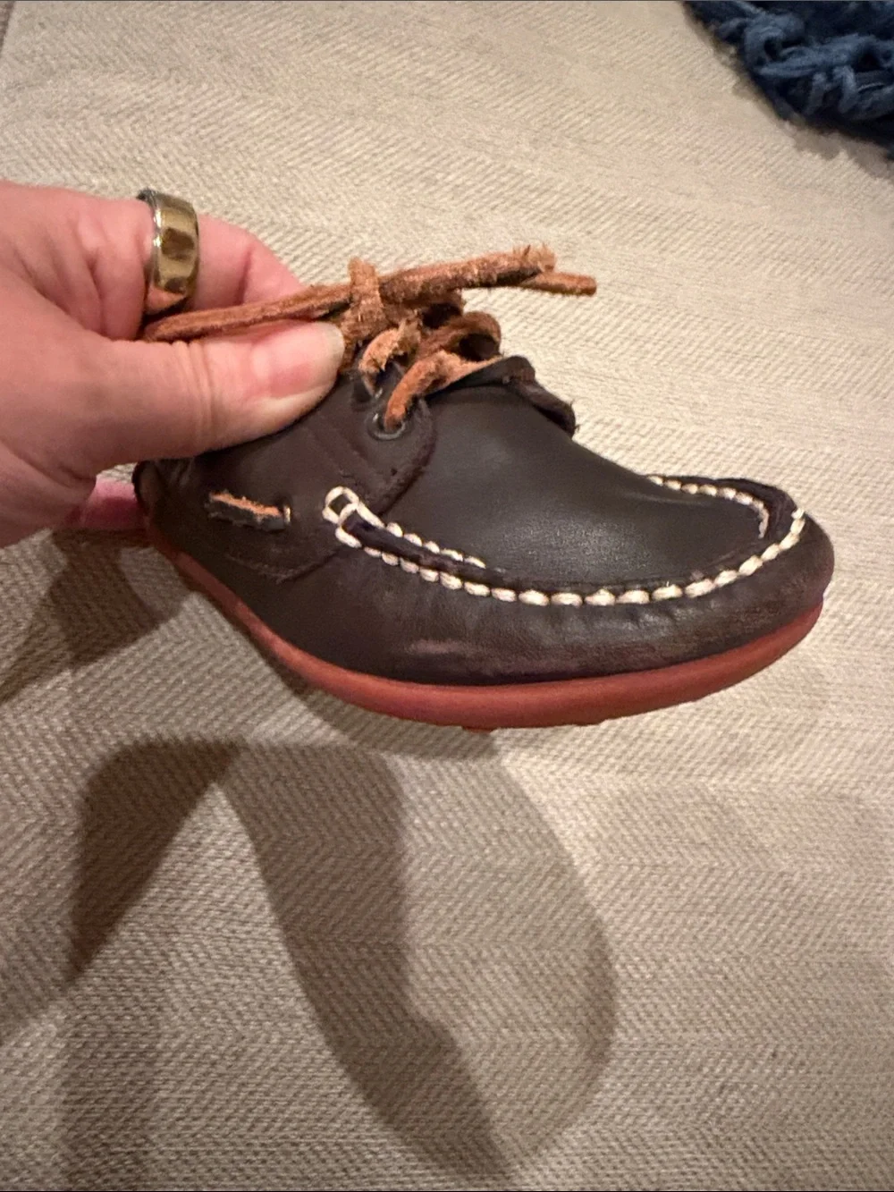 Camper Peu Dark Brown Leather boat shoes toddler size 27
